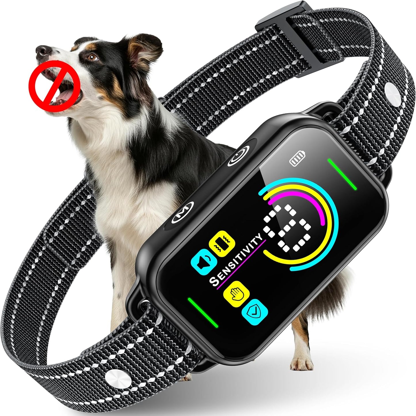 Smart Bark Collar - Rechargeable anti Barking Training Collar with 8 Adjustable Sensitivity, Beep & Shock (Dark Black) for Large, Medium & Small Dogs