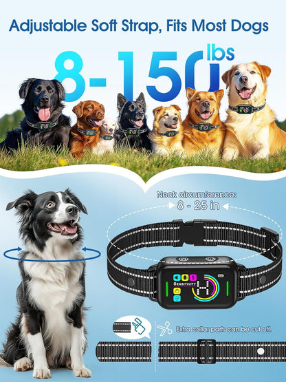 Smart Bark Collar - Rechargeable anti Barking Training Collar with 8 Adjustable Sensitivity, Beep & Shock (Dark Black) for Large, Medium & Small Dogs